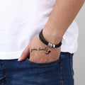 SC Hot Sale Simple Custom DIY Name Bracelet Mature Rope Initial Beaded Bracelet Fashion Black Leather Bracelet for Men