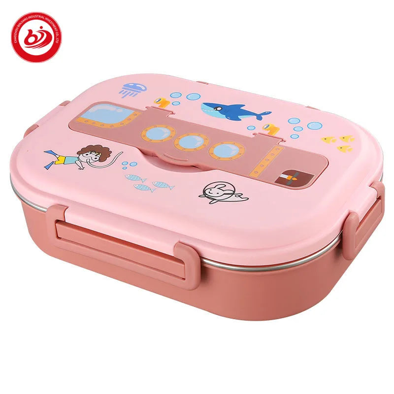Cute Cheap Japanese Carton Custom Design Eco-friendly 3 Compartments Stainless Steel Bento Lunch Box for Kids