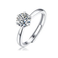 RINNTIN SMR01 New Trendy White Gold Plated 925 Sterling Silver High Quality 1ct 6.5mm Moissanite Engagement Rings