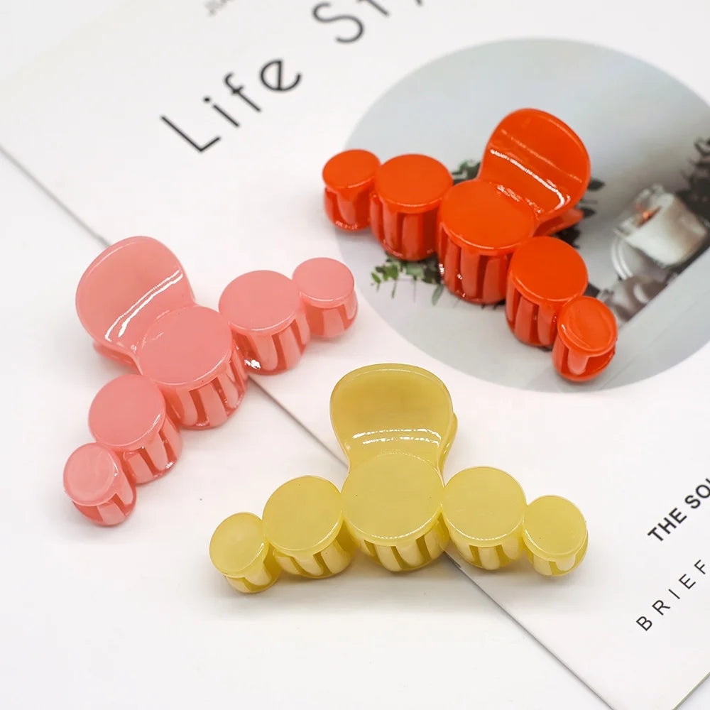 MIO 5 Circles Pattern Shining Color Big Shark Clips Plastic Hair Claw Clamp Korean Plastic Hair Accessories for Women