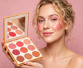 Matte Finish 9 Color Blush Palette with Long-lasting Formula. Blendable for Natural Cheek Color. Perfect for Contouring