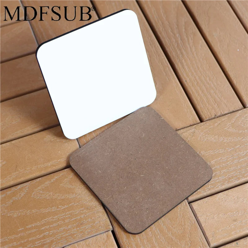MDFSUB Wooden Custom Shape 100x100mm Square Sublimation Coaster 3mm Thick Glossy White Eco-Friendly Modern Printing