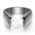 Stainless Steel Round Pearl Jewelry 18K Gold Women's Ring