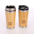 FX Factory Wood Travel Insulated Coffee Mug Stainless Steel Bamboo Bottle With Lid Office Drinking Cup