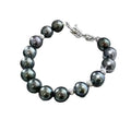 Luxury Real Pure 925 Sterling Silver U-shaped Buckle 9-10mm Tahitian Pearl 18cm Bracelet Fine Jewelry Women Bracelets Jewelry