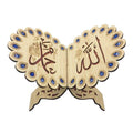 Islamic Muslim Eid Mubarak Ramadan Kareem Decor Holy Bible Wooden Quran Koran Book Reading Holder Stand Wood Carved Ornament