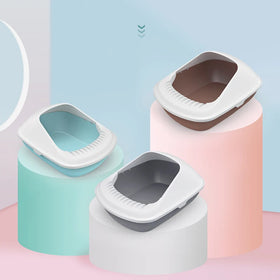 Detachable Stable Durable Semi Enclosed Elegant Thicken Sandbox Anti Splash Large Space Pet Cat Toilet Litter Box Basin