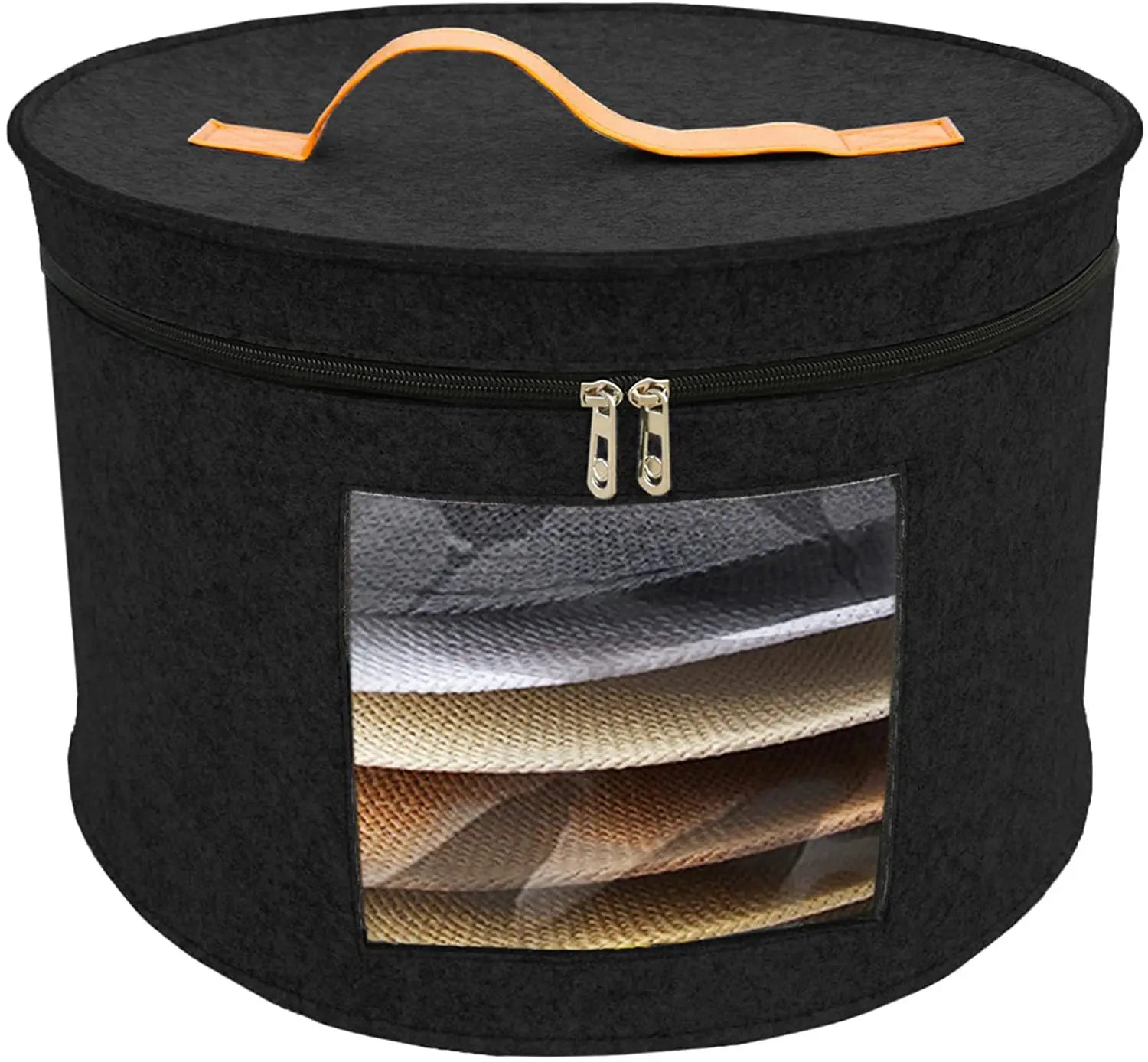 Sturdy Durable Felt Storage Basket for Travel Clothes Foldable Hat Organizer Box with Transparent Cover
