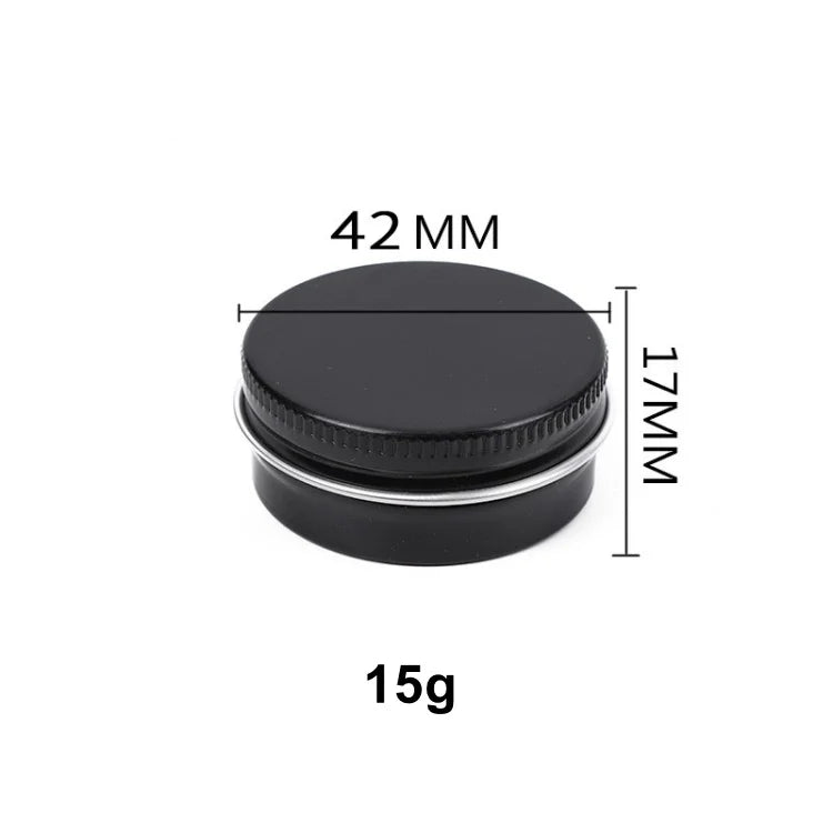 Stock Refillable Black Skincare Container 15ML 15g 42*17mm Empty Screw Metal Cosmetic Packaging Storage Balm Tin Aluminum Jar