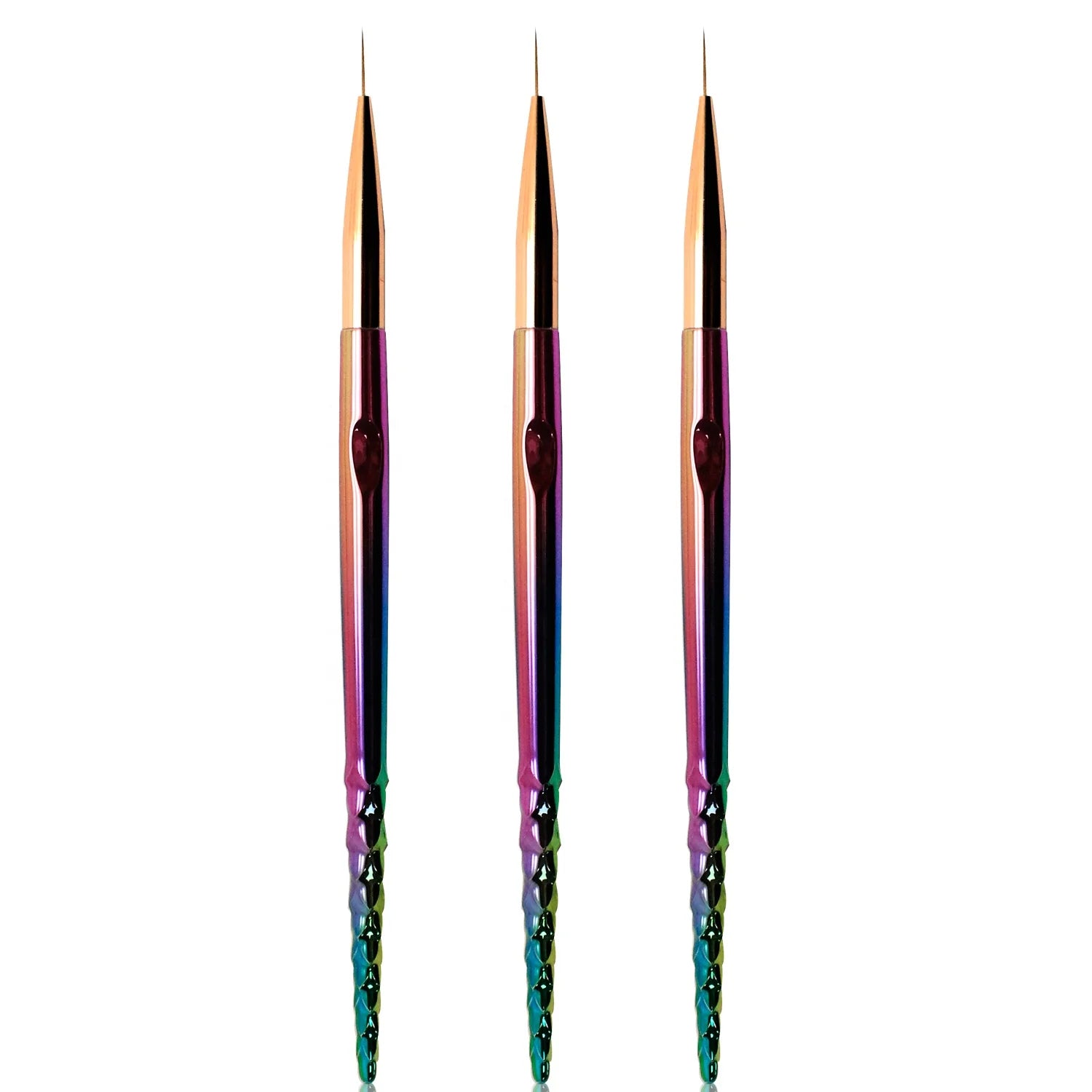 Factory Wholesale 3Pcs/Set Gradient Plastic Handle Nylon Gel Liner Professional Nail Art Long Liner Fine Detail Nail Beauty