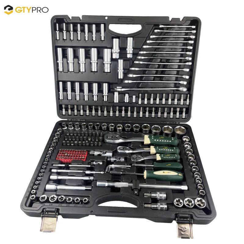 GTYPRO Premium Quality 216PCS Ratchet Socket Set  Wrench Tool Sets Box Mechanic Tools Kit 216 Piece CR-V Hardware Set