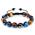 Triple Protection Bracelet Gifts Tiger Eye Men Black Obsidian Hematite Handmade Beaded Bracelets for Men