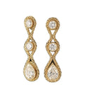 Ruyi Luxury 18k Solid Gold Diamond Earrings Vintage Princess round and Pear Shape Lab Created Gold Earrings