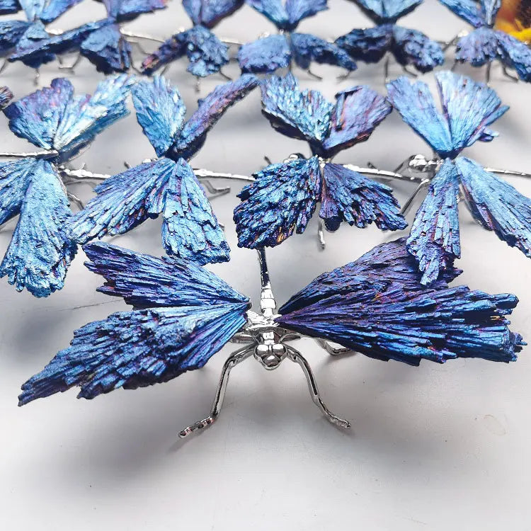 Wholesale Electroplating Sliver Dragonfly Crystals Carving Crafts Angel Aura Tourmaline Dragonfly