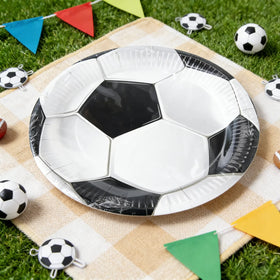 616140 Black White Soccer Ball Shaped Paper Plate Football Party Supplies Disposable Tableware Kids Adults Birthday Celebration