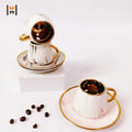 Wholesale Marble Luxury Espresso Coffee Cups and Saucers 12PCS Sets of Turkey Afternoon Gold-Plated Cups&Saucers