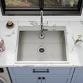 US Warehouse 16 Gauge Stainless Steel Brushed Single Bowl 25*22*12 Inches Drop-in CUPC Laundry Sink with Faucet&Soap Dispenser