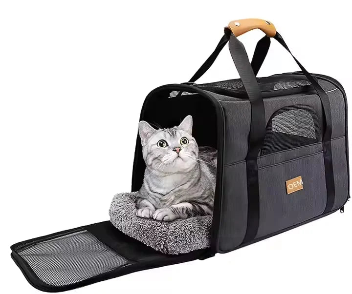 Large Cozy Travel Pet Carrier Portable Backpack Stroller Animal Pattern mesh  Car Seat Safe Carrier Cat Dog