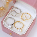 R1210 7-8mm Natural Freshwater Pearl Ring Accessory 925 Sterling Silver Adjustable Size Engagement Jewelry Ring for Women