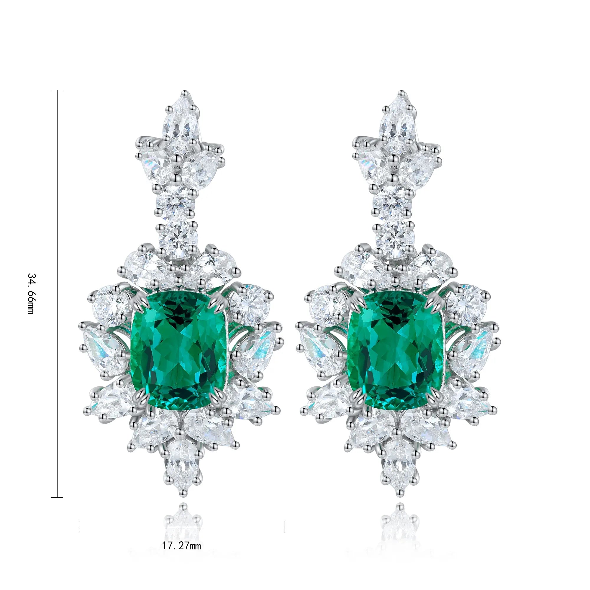 Fashion Boutique Jewelry 925 Sterling Silver Lab Grown Emerald Stud Earring Luxury Style Fancy Design Women Engagement Earring
