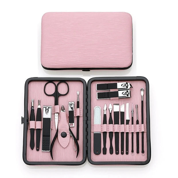 18 20 Pcs/set Stainless Steel Manicure Pedicure Set Nail Clippers Grooming Kit Portable Beauty Tool for Foot Care Box Packaging