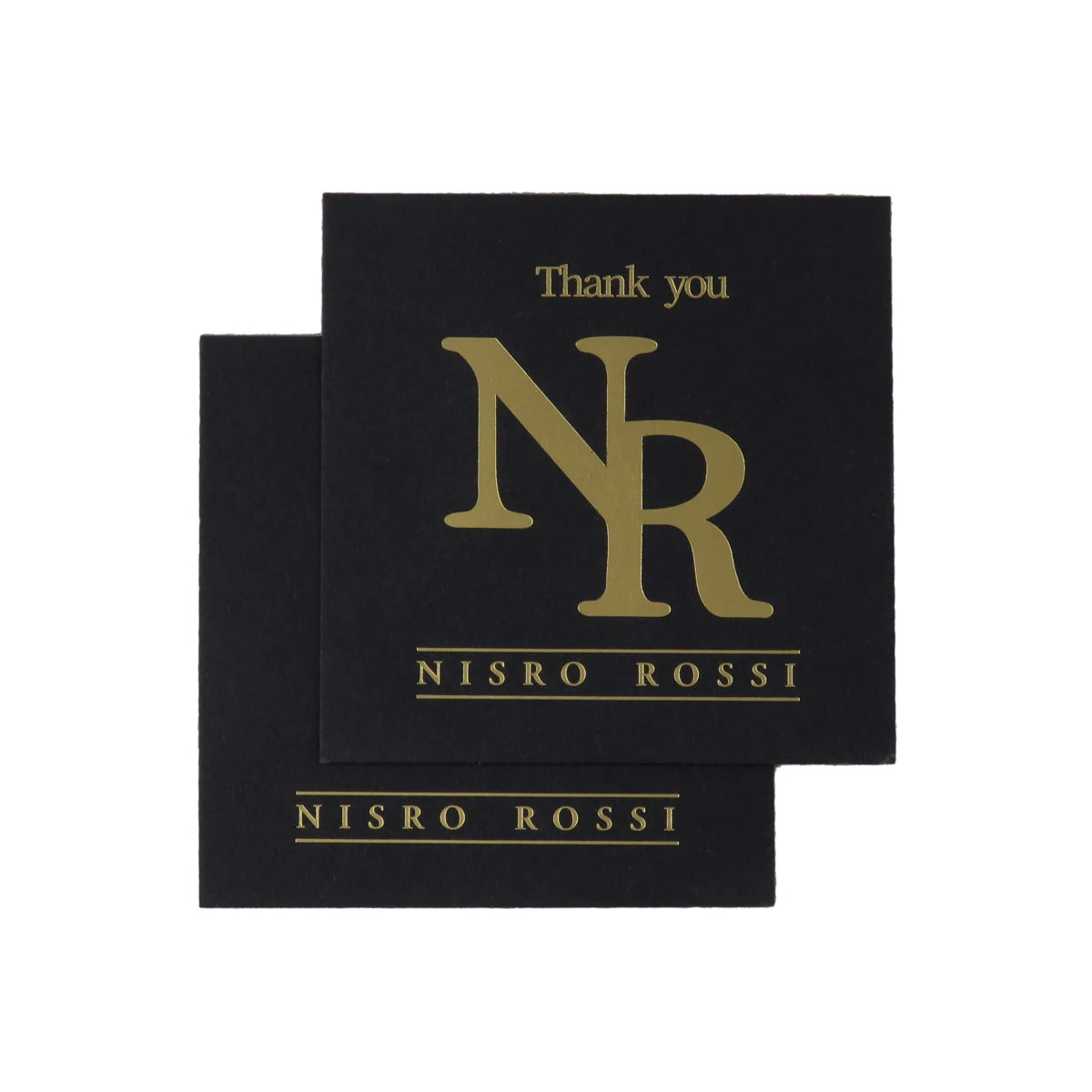 Customized Foil Gold Letter Logo Shop Brand Promotion Black Gift Paper Tags Thank You Card