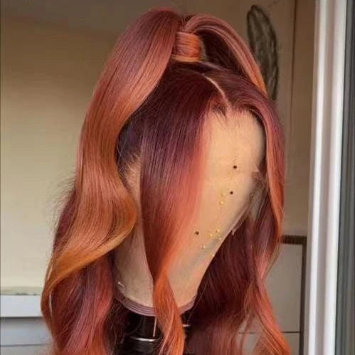 Trendy Ginger Color Water Wave Wholesale Full Cuticle Aligned Burmese Human Hair HD Lace Front Wigs
