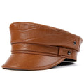R049 Sheepskin Leather Baseball Cap Warm Leisure  Flat Top Visor Cap Male Genuine Leather Hat Leather Trucker Hats