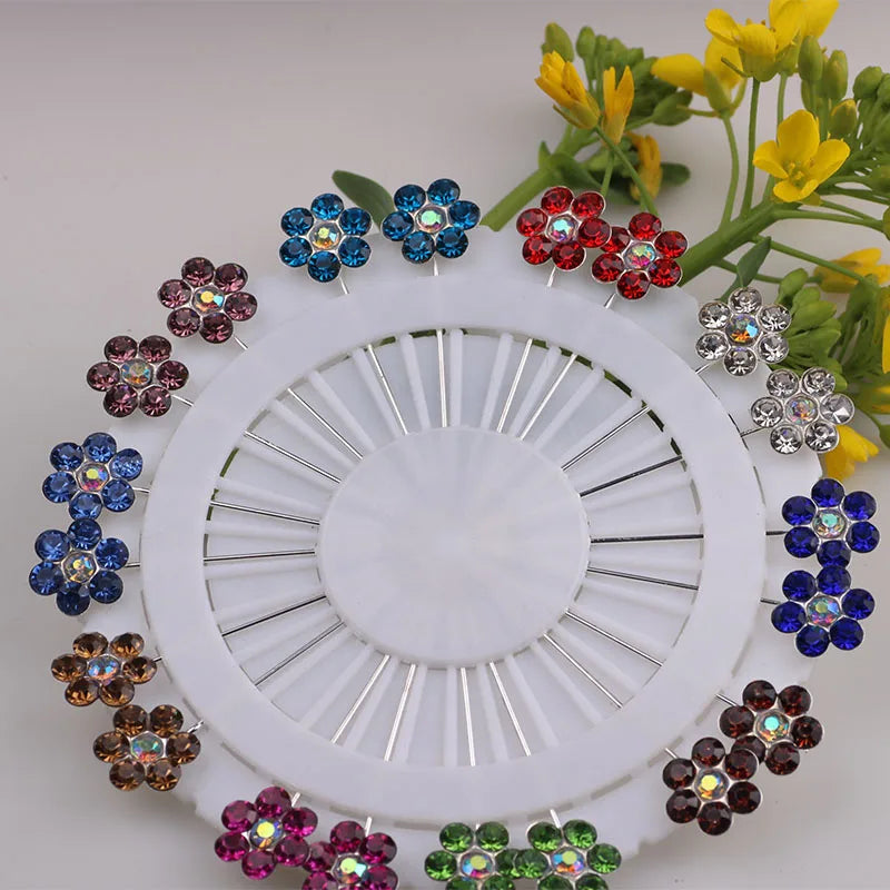 New Crystal Arabic Muslim Hijab Brooches Alloy Safety Head Scarf Pins for Women for Weddings Parties and Gifts