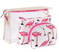 3pcs set Customized Toiletry zipper bag print colorful Flamingo makeup bag cosmetic bags for women&ladies