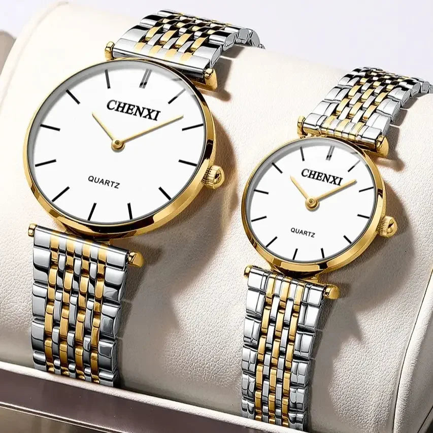 CHENXI 072 Fashion Couple Watch Simple Full Steel Men Quartz Watches  Luxury Stainless Steel Waterproof Women Bracelet Jewelry
