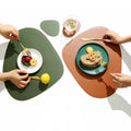 Dining Placemat Irregularity PU Leather Dining Mats Sets Waterproof Table Mat Placemat With Coaster