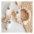 Hot Sale New Design Coffee Cup Crochet Solid Color Silicone Bead Bracelet Teacher Lanyard