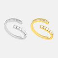 FUAMAY Fashion Dainty 925 Sterling Silver Pearl Ring Simple Zircon Pearl Crossed Shell Open Ring