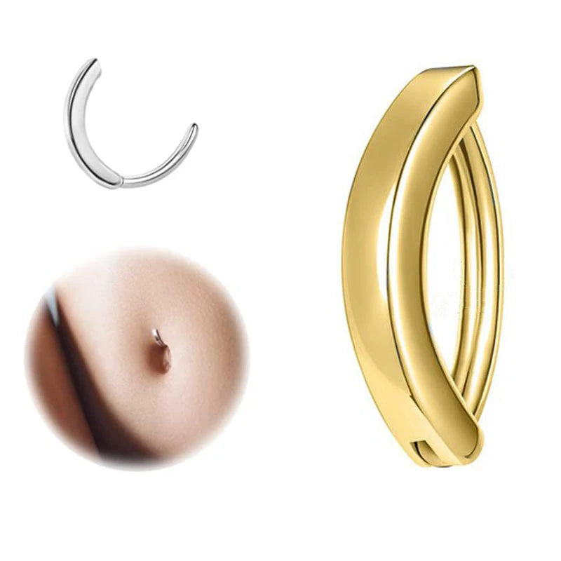 Gold Plated Stainless Steel Simple Fashion Navel Button Piercing New Design Belly Ring for Women for Wedding or Engagement