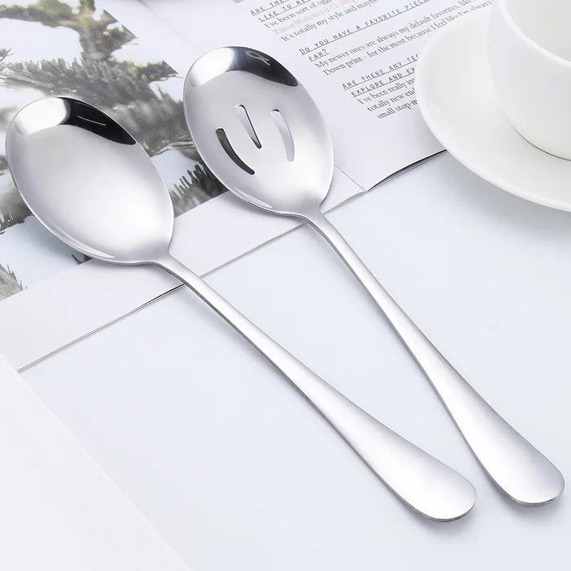Wholesale 410 Stainless Steel Tableware for Restaurant Western Cuisine Hotels Metal Fork Soup Spoons for Shared Vegetable