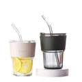 VeSub Custom Clear Coffee Mug Glass Amber Water Glass Cup With Lid and Straw Glass Coffee Mugs for Sublimation