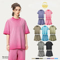 Goldtex Men's Casual Short Sleeve Knitted T-Shirt 280G Washed Vintage Style 100% Cotton Eco-Friendly American Street Style