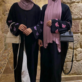 2026 New Design Mexizo Abaya Muslim Dress Simple Design Elegant Dress Delicate Butterfly Embroidery Cardigan Open Abaya Designs
