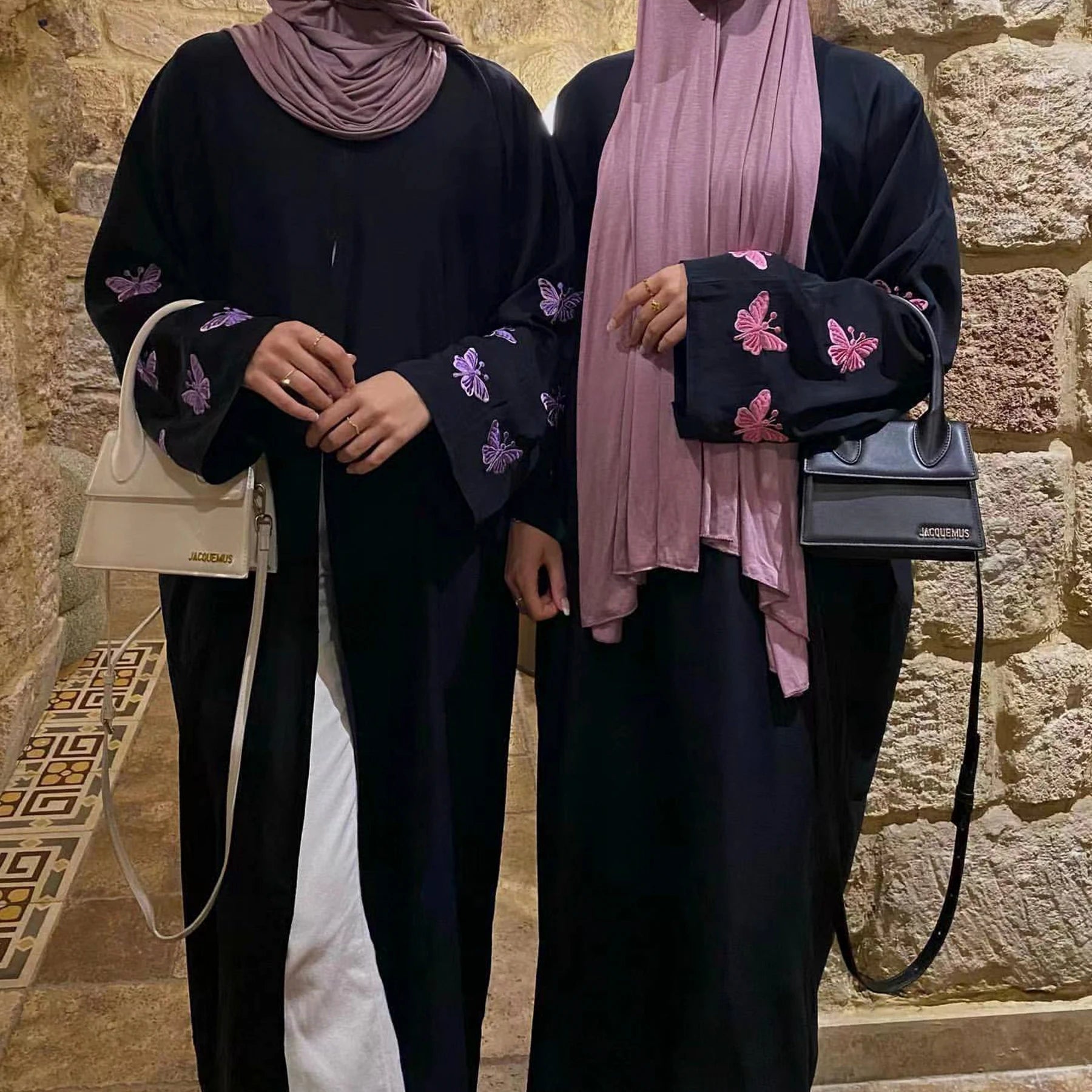 2026 New Design Mexizo Abaya Muslim Dress Simple Design Elegant Dress Delicate Butterfly Embroidery Cardigan Open Abaya Designs