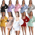 European and American Women's Sexy Slim Fitting Drawstring Pleated Buttocks Long Sleeved Dress