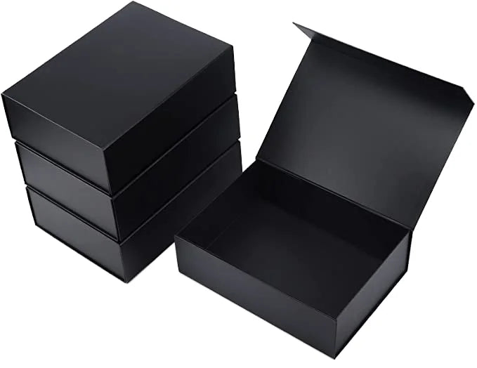 Luxury Magnetic Closure Gift Box  Custom Flip-Top Design Handmade Premium Black Cardboard Packaging