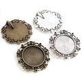 25mm Inner Size Antique Silver Plated Bronze Baroque Style Cabochon Base Setting Charms Pendant Blank Trays
