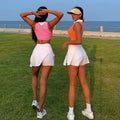 Sleeveless Activewear Seamless Vest Shorts Skirt Training Tennis Set With Chest Cushion Activewear Sets for Women