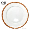 2024 Bamboo Dinner Plates Brown  Circular Bamboo  Wedding Tableware Setting Plate Handmade Nordic Style Ceramics Plates