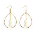 Hawaiian Jewelry Wholesale Gold Teardrop Hoop Earrings with Double Pikake Flower