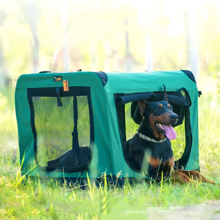 Pet Backpacks Solid Linen Oxford Fabric Zipper 4-Door Folding Portable Breathable Eco-Friendly Outdoor Carrier for Dogs Cats