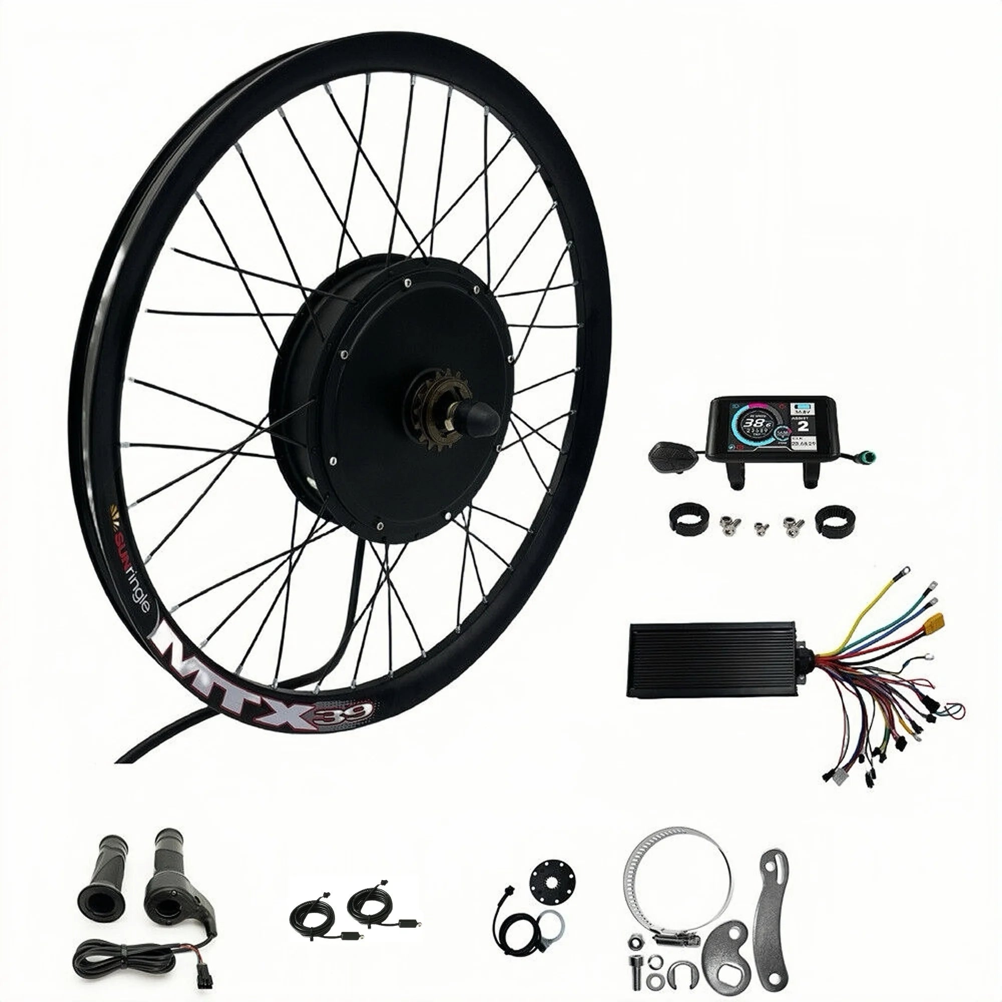 48-72V 135mm Dropout 3000W Electric Ebike Conversion Kits 48-72V 60A Sine Wave Controller UKC1 Color Display