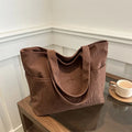 Simple Large Capacity Tote Women Shoulder Bag Retro Corduroy Ladies Shopping Commuter Underarm Bags Female Multi-pocket Handbag