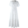 OEM Casual Chiffon Floral Draped Lace Knee-Length Women's White Full Sleeve Vintage Summer Dress MegaBDM